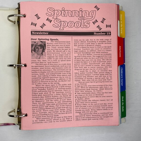 Vintage 1991 Georgia Bonesteels Spinning Spools Binder Pattern Club For Quilters - Picture 4 of 15
